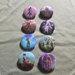 Fortnite Battle Royale Pinback Button Set 8pc Marshmello Ice King Skins Pins